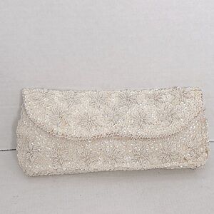 ETSY Elegant Cream Beaded Clutch EUC